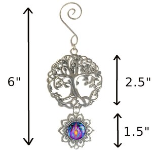 Tree of Life Pewter Ornament with Violet Flame Fairy Art Pendant, Meaningful Gift Transmutation image 6