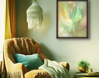 Angel Art Print in Soft Earth Tones, Energy Infused Artwork with Symbolism - "Higher Self"