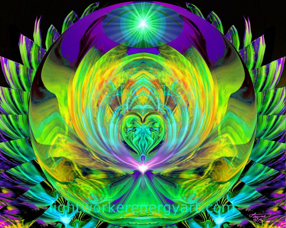 Green Heart Chakra Art Print, Abstract Energy Art, Inspirational Wall Decor  lotus - Etsy Finland