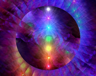 Chakra Art, Rainbow Decor, Reiki Energy Art Print "Chakra Healing"