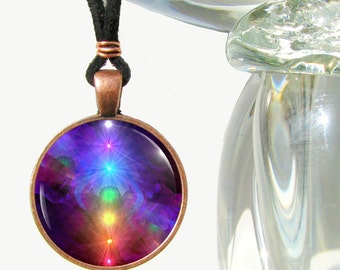 Rainbow Jewelry, Chakra Necklace, Reiki Energy Wearable Art Pendant