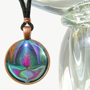 Violet Flame Necklace, Reiki Jewelry, Energy Art Pendant Necklace "Violet Flame"