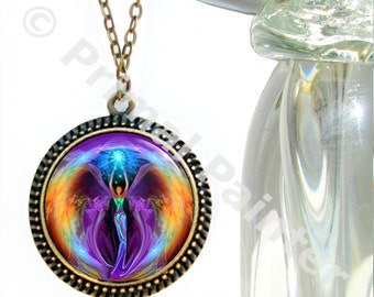 Angel Necklace, Spiritual Jewelry, Reiki Attuned Chakra Art -  "Embrace Light"