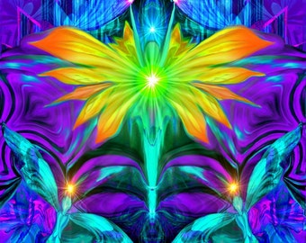 Visionary Art Print, Psychedelic Fairy Wall Decor - "Centered"