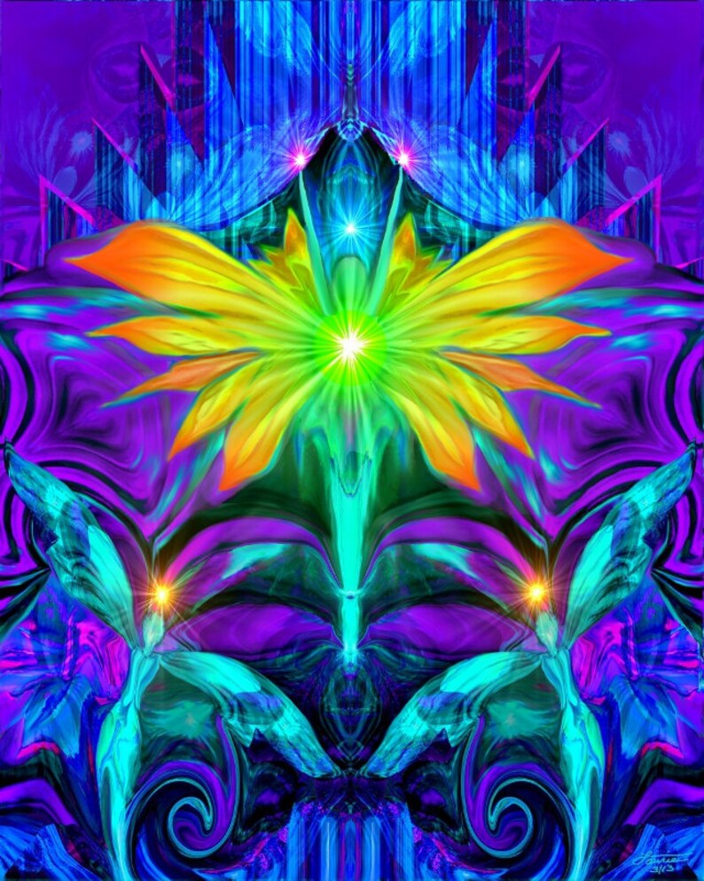Visionary Art Print Psychedelic Fairy Wall Decor Etsy