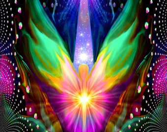 Psychedelic Visionary Art, Light Being Angel, Reiki Energy - "Astral Connection"