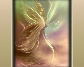 Ethereal Fairy Wings Art Print, Meaningful Artwork in a Warm Color Scheme - "Manifestation"