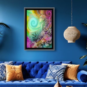 Rainbow Goddess Art Print, Hippie Psychedelic Artwork with Symbolism Flower Child image 3
