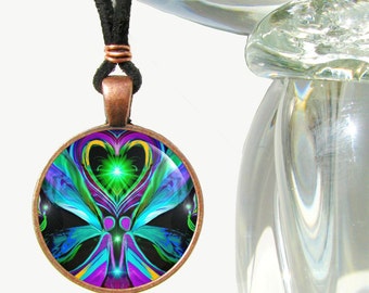 Twin Flames Necklace, Soulmates Love Pendant, Reiki Jewelry by Primal Painter -  "Unconditional Love"