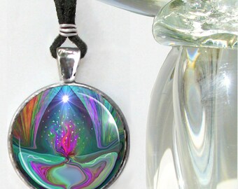 Violet Flame Necklace, Chakra Jewelry, Reiki Energy Pendant "Violet Flame"