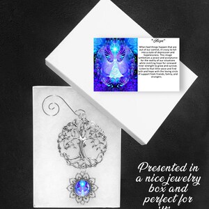 Tree of Life Pewter Ornament with Original Angel Art Pendant, Meaningful Gift Hope image 5