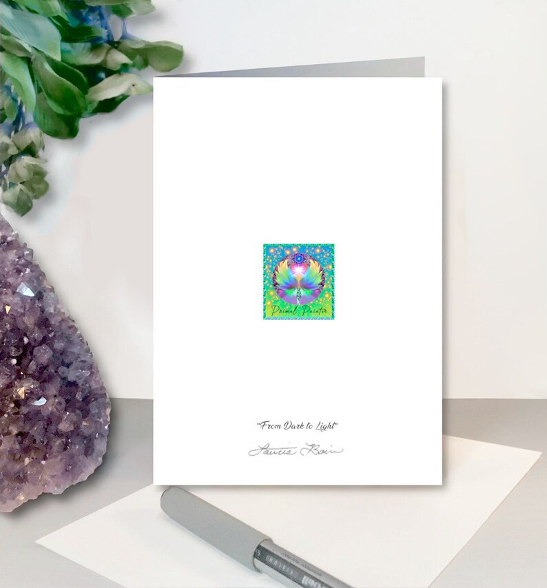 Colorful Art 5 x 7 Greeting Cards, Frameable Angel Notecards, Set of 5 with Envelopes, Pearl Finish image 9