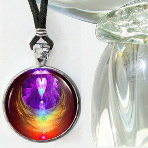 Chakra Jewelry, Reiki Energy Art, Angel Wings Necklace, Unique Jewelry Chakra Heart image 1