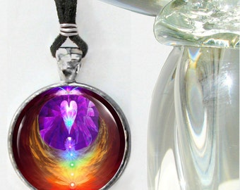 Chakra Jewelry, Reiki Energy Art, Angel Wings Necklace, Unique Jewelry "Chakra Heart"