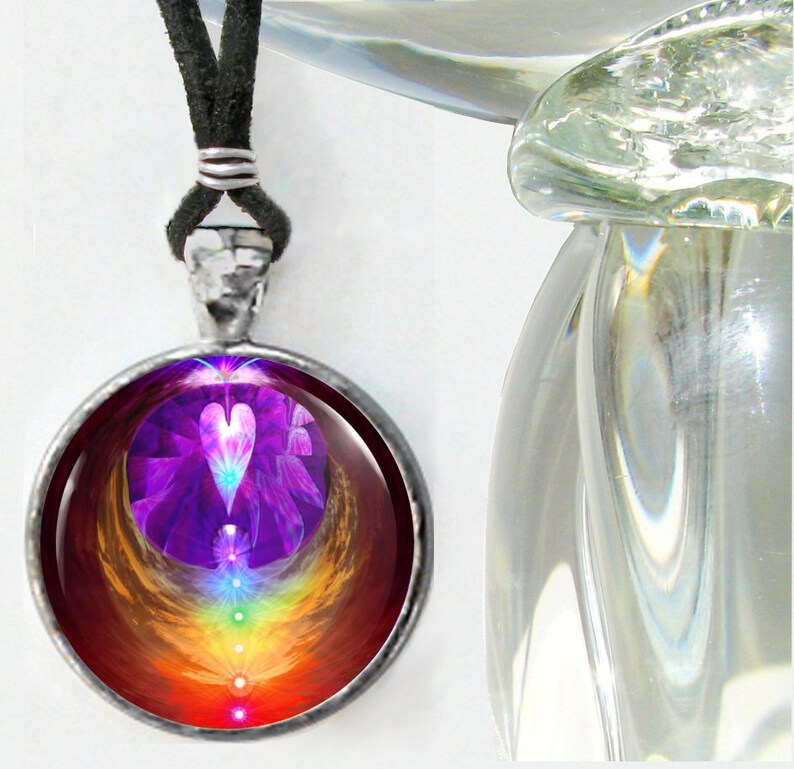 Chakra Jewelry, Reiki Energy Art, Angel Wings Necklace, Unique Jewelry Chakra Heart image 1