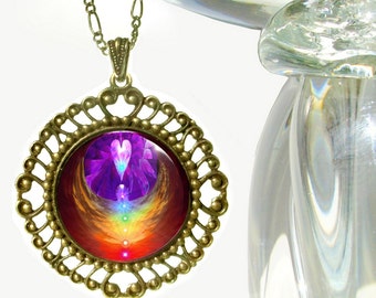Chakra Art Jewelry Reiki Angel Necklace Pendant "Chakra Heart"