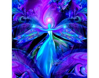 Third Eye Art, Purple Chakra Meditation Room Wall Decor, Reiki Energy "The Seer"