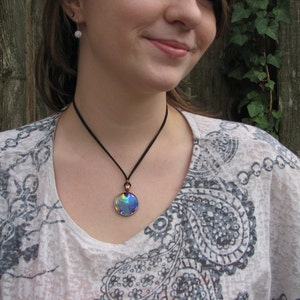 Aura Angel Necklace, Rainbow Jewelry, Reiki Energy Pendant by Primal Painter Through the Mist image 2
