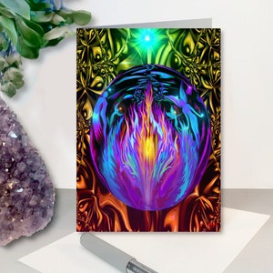 5 x 7 Colorful Angel Art Notecards, Set of 5 with Envelopes, Luxury Pearl Paper Greeting Cards, Frameable Art Cards image 7