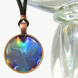 Aura Angel Necklace, Rainbow Jewelry, Reiki Energy Pendant by Primal Painter Through the Mist image 1