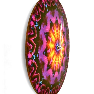 Mandala Designer Wood Art Clock, Artsy Home Decor, Colorful Wall Clock Violet Flame Mandala image 5