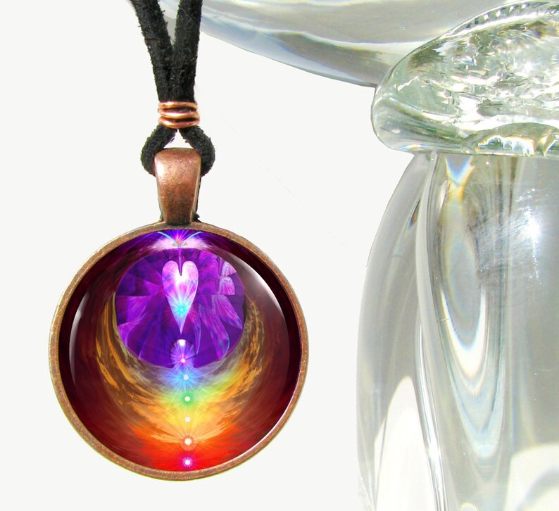 Chakra Jewelry, Reiki Energy Art, Angel Wings Necklace, Unique Jewelry Chakra Heart image 4