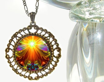 Psychedelic Art, Chakra Necklace, Unique Jewelry, Statement Jewelry, Boho Necklace, "Light Being"