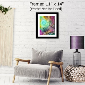 Rainbow Art Print with Flowers, Swirls, and Magical Sparkles Flower Child image 6