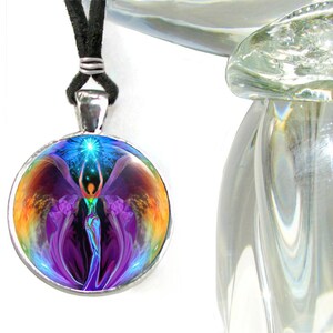 Fairy Art Necklace, Rainbow Pendant, Psychedelic New Age Jewelry by Primal Painter Embrace Light Bild 5