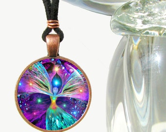 Chakra Necklace, Unique Rainbow Jewelry, Angel Pendant "Bubbles of Clearing"