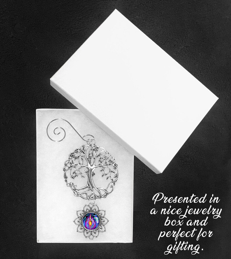 Tree of Life Pewter Ornament with Violet Flame Fairy Art Pendant, Meaningful Gift Transmutation Bild 7