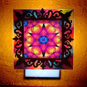 3d Mandala Night Light, Small Decorative Table Lamp, Wall Plug In Connections image 2