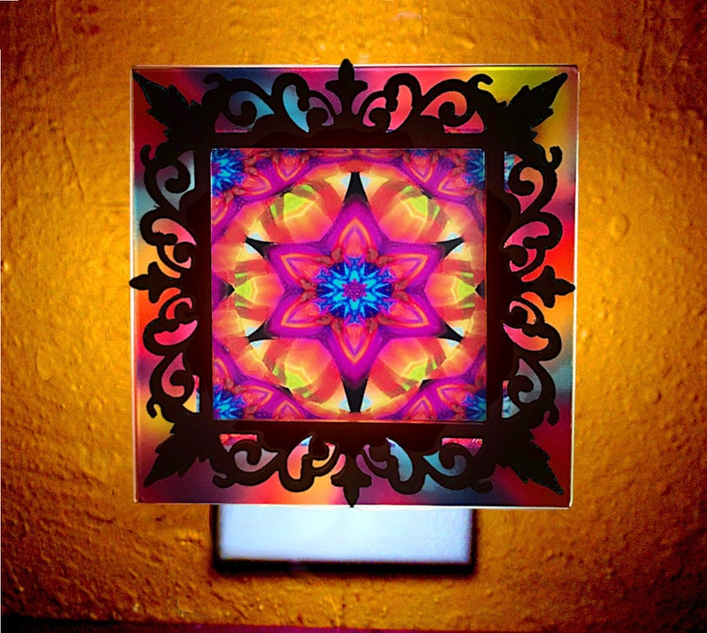3d Mandala Night Light, Small Decorative Table Lamp, Wall Plug In Connections image 2