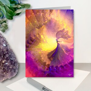 5 x 7 Colorful Angel Art Notecards, Set of 5 with Envelopes, Luxury Pearl Paper Greeting Cards, Frameable Art Cards image 8