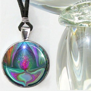 Violet Flame Necklace, Reiki Jewelry, Energy Art Pendant Necklace Violet Flame image 4