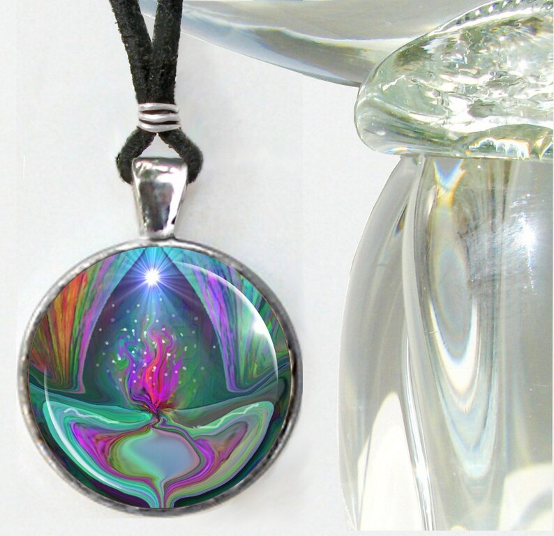 Violet Flame Necklace, Reiki Jewelry, Energy Art Pendant Necklace Violet Flame imagem 4