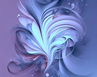 Blue and Violet Abstract Art Print with Graceful Swirls and Symbolism - "Twilight"