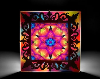 3d Mandala Night Light, Small Decorative Table Lamp, Wall Plug In - "Connections"