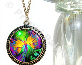 Chakra Necklace, Angel Pendant, Reiki Attuned Jewelry "From Dark to Light"