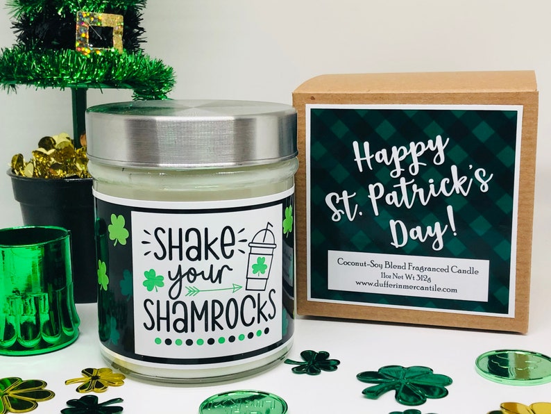 Coconut Soy wax chocolate mint candle St Gift Box Patrick\u2019s Day Shamrock Shake scented candle