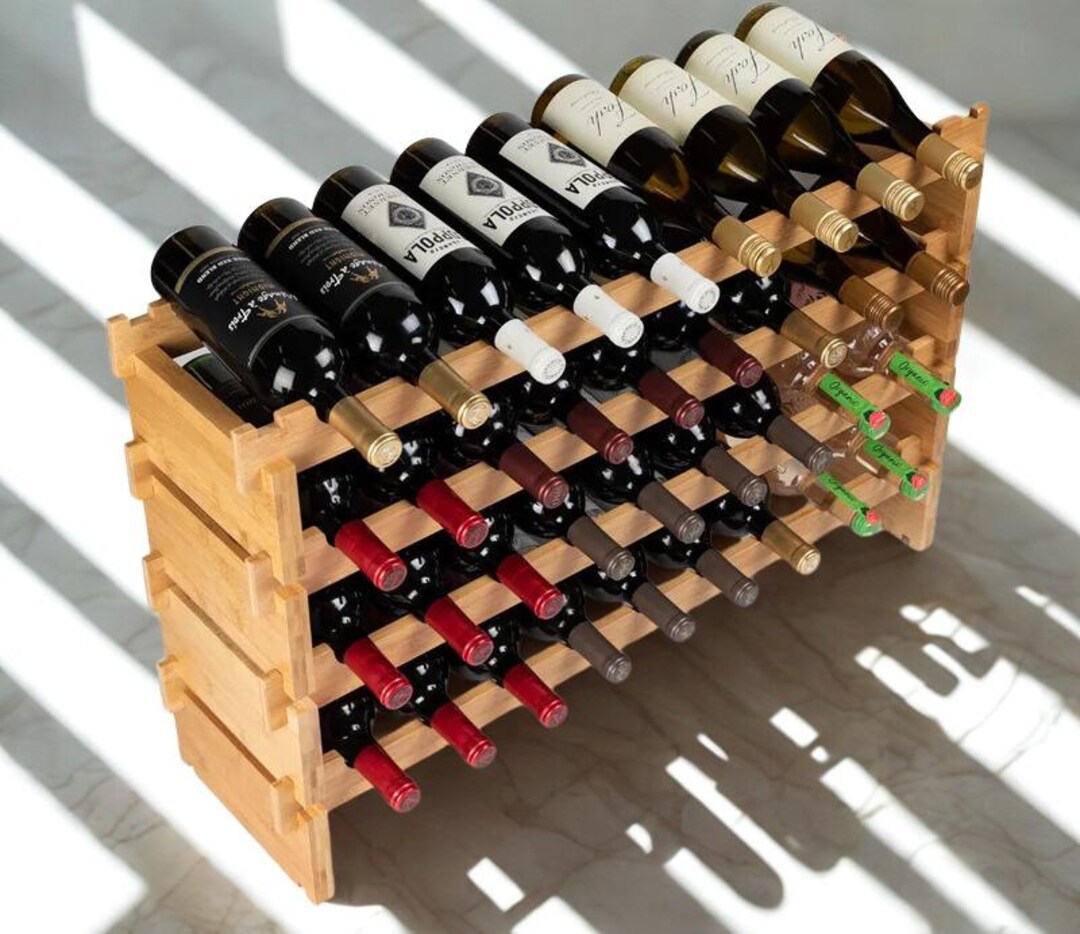 36 Bottle Wine Rack Stackable Modular Bamboo Wine Rack - Etsy