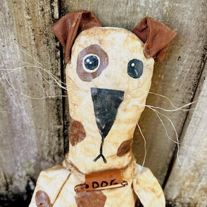 Primitive Dog Ragdoll Sewing Pattern: Folk Art Puppy (PDF Download, 14&quot;)