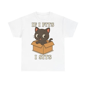 Divertente, Carino, Gatto, Scatola, Adatto, Siede, Io, Maglietta, Unisex, Cotone, T-shirt, Kawaii, Anime, Animale, Umorismo, Maglietta