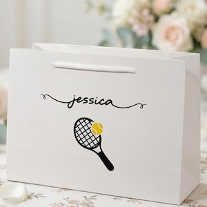 Tennis Player Gift Bag, Custom Team Favor Bag, Personalized Sports Paper Wrap for Coach Appreciation, Girls Birthday Tournament Present