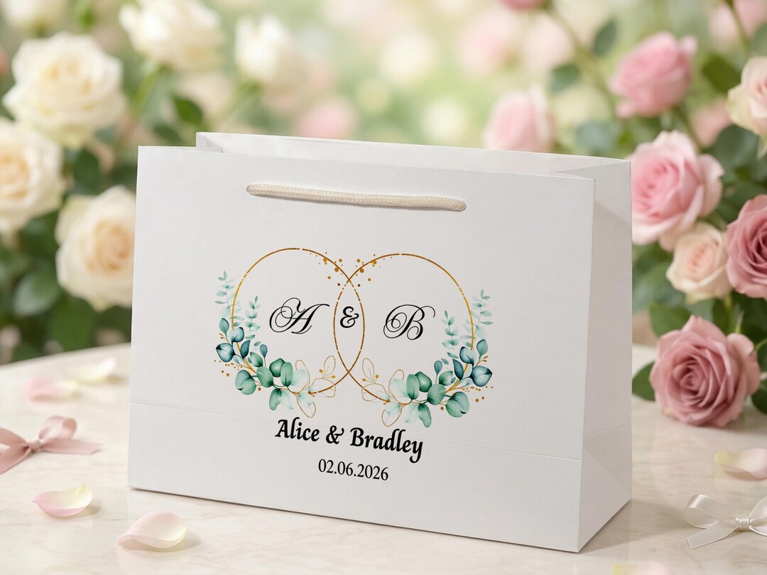 Personalized Wedding Gift Bag, Monogram Bridal Shower Gift Bag for ...