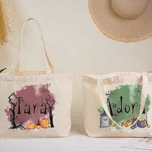 Hangin With My Boys Tote Bag,Ghost Pumpkin Halloween Bag,Spooky Season Candy Bag,Autumn Fall Vibes Tote Bag,Canvas Bag for Trick or Treat