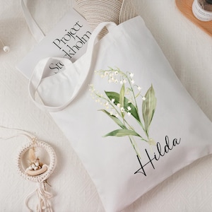 Borsa tote con fiori per la nascita da donna, regalo per damigella d&#39;onore, compleanno, regalo per la mamma, regalo di nozze, regalo floreale personalizzato per il mese di nascita per lei