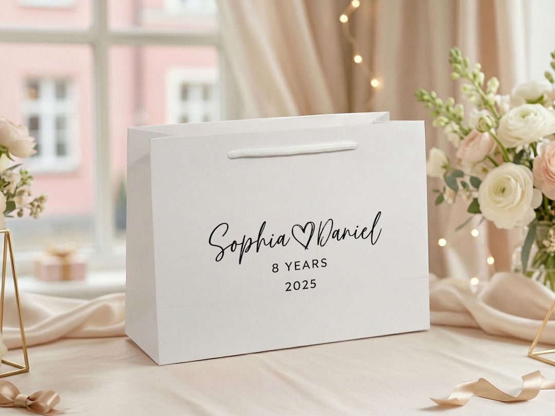 Personalized Wedding Gift Bag, Custom Couple Anniversary Favor ...