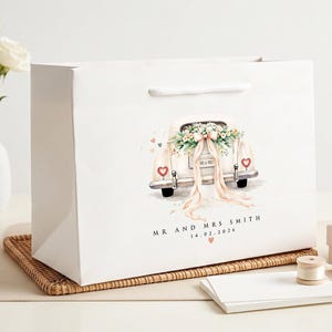 Personalisierte Hochzeitsgeschenktasche, Geschenktüte für das Brautpaar, Erinnerungstüte für den Hochzeitstag, Geschenktüte mit individuellem Namen Bild 5