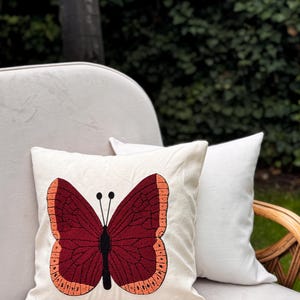 Butterfly Decorative Pillow,Embroidered Cushion Cover,Rustic Boho Home Decor,Embroidered Butterfly Pillow Cover,Boho Throw Pillow,Home Decor